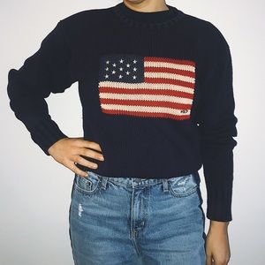 VINTAGE POLO American Flag Knit Sweater